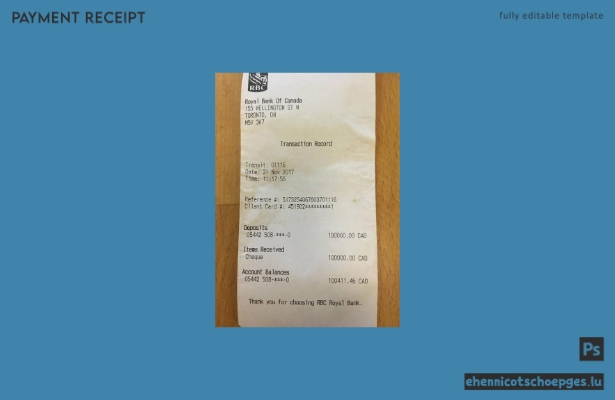 Beispiel für einen Scheck der kanadischen RBC-Bank (Vorschau)